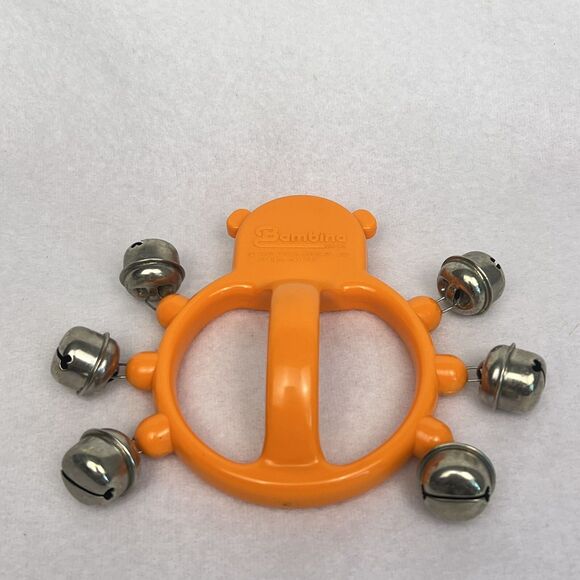 VTG 1980 Bambina Japan Monkey Hand Bell Jingle Orange Child's Rhythm Instrument - Picture 9 of 13